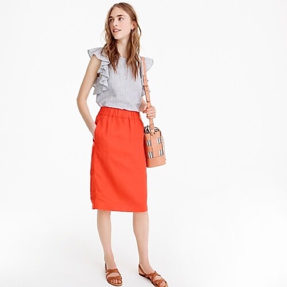 J Crew Pullon Linen Skirt Nwt 